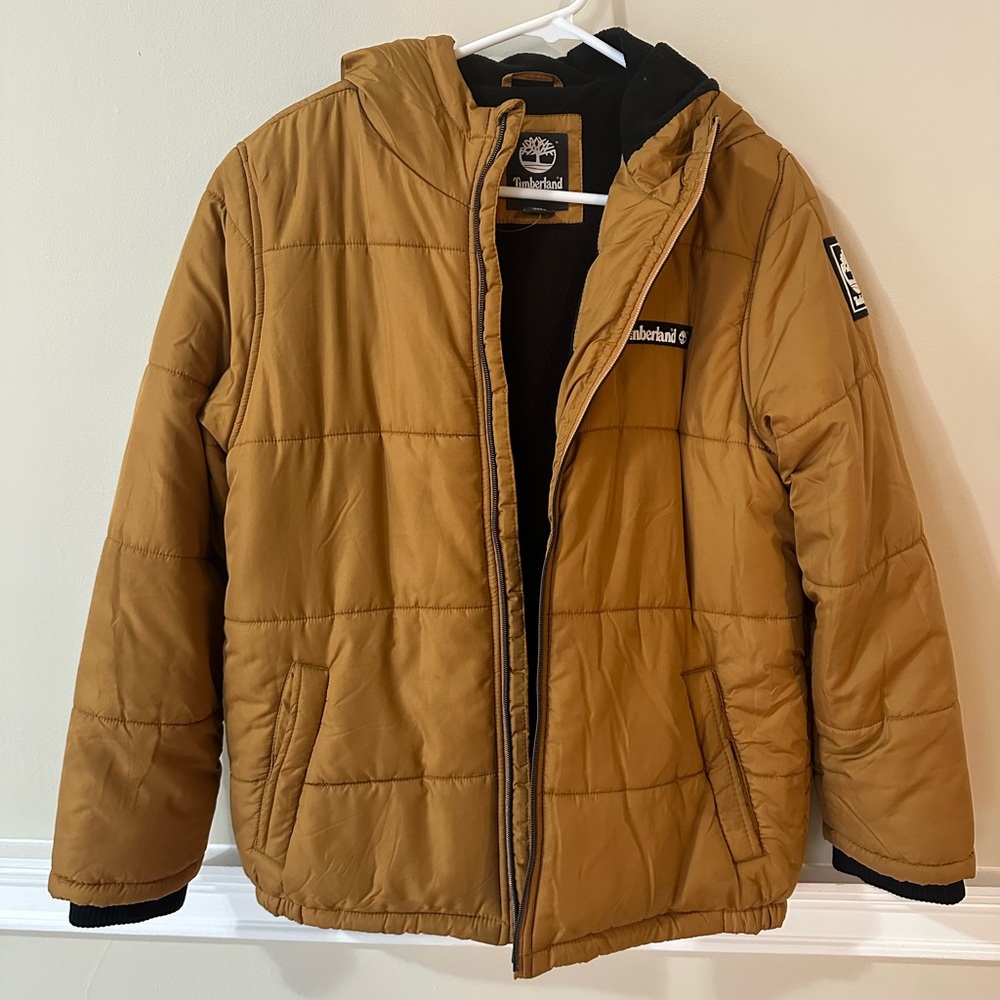 Camel Timberland Coat. Size Youth XL
